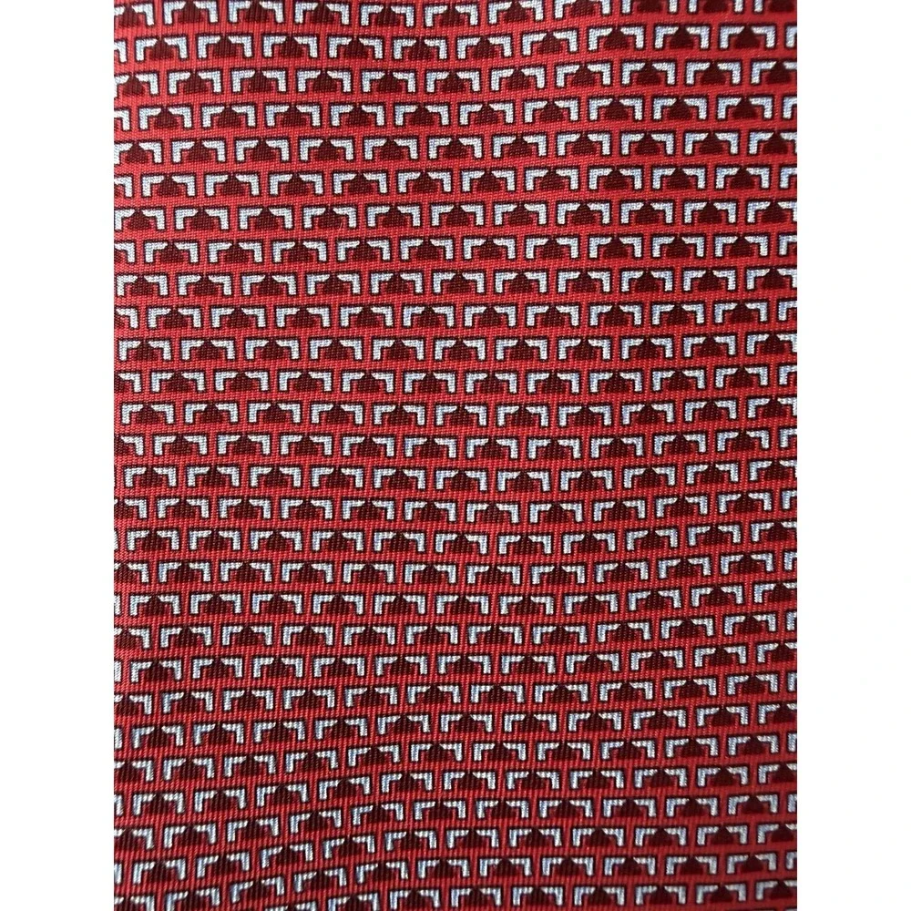 Zadi Andrews Ties Neckwear Red Silver Geometric All Over Pattern Italy Silk JBHS